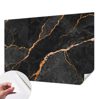 Peel and stick wall mural with marble vein pattern