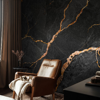 Peel and stick wall mural with marble vein pattern