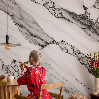Removable wall mural with a stone pattern