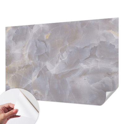 Peel and stick wall mural for living room with a marble waves design