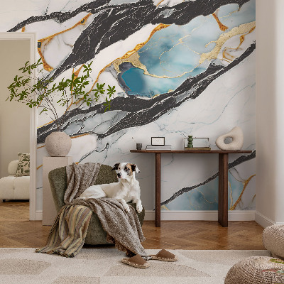 Nursery wall mural with an elegant marble design