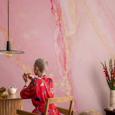 Children's wall mural with a pastel abstract design