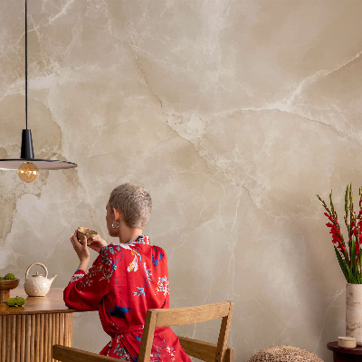 Peel and stick wall mural with a natural stone look