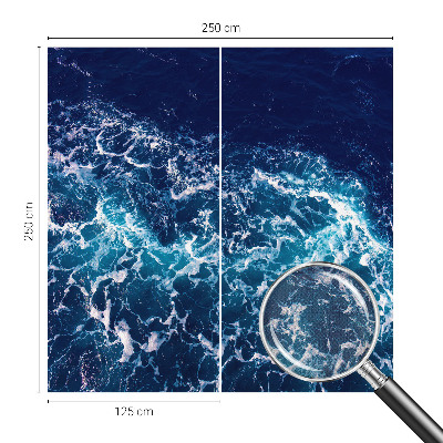 Self-adhesive wall mural featuring sea waves