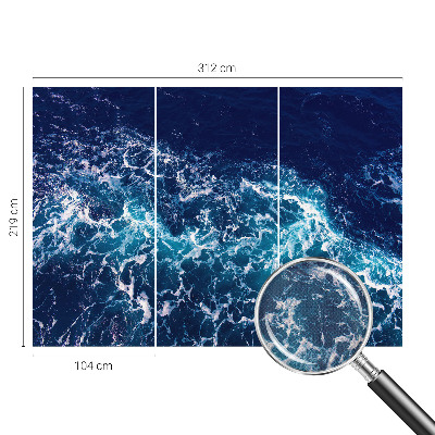 Self-adhesive wall mural featuring sea waves