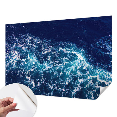 Self-adhesive wall mural featuring sea waves