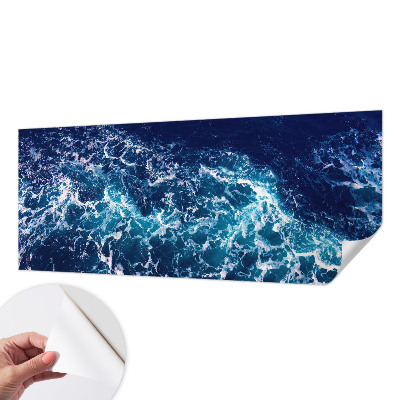 Self-adhesive wall mural featuring sea waves