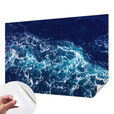 Self-adhesive wall mural featuring sea waves