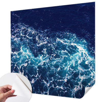 Self-adhesive wall mural featuring sea waves