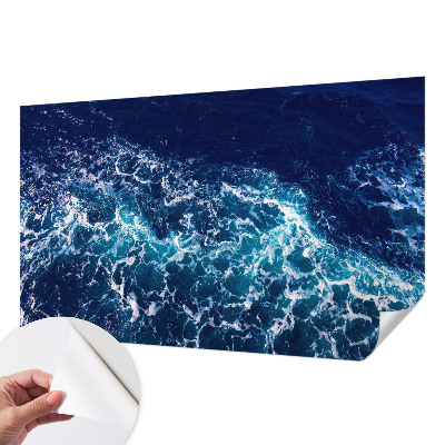 Self-adhesive wall mural featuring sea waves