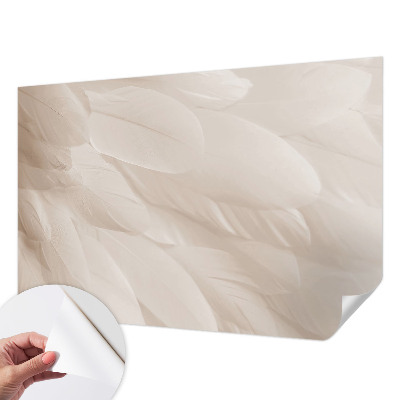 Removable wall mural wallpaper with an ethereal feather pattern