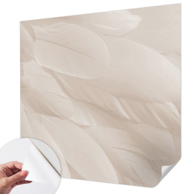 Removable wall mural wallpaper with an ethereal feather pattern