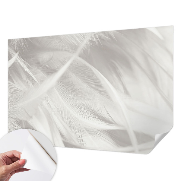 Peel and stick wall mural for living room with a subtle feather pattern