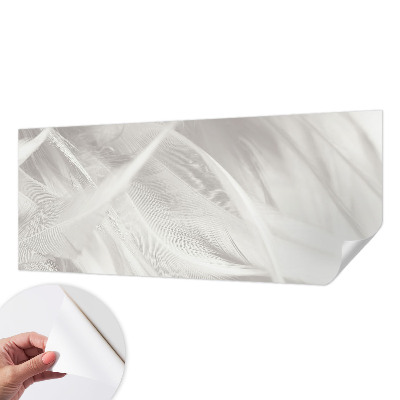 Peel and stick wall mural for living room with a subtle feather pattern