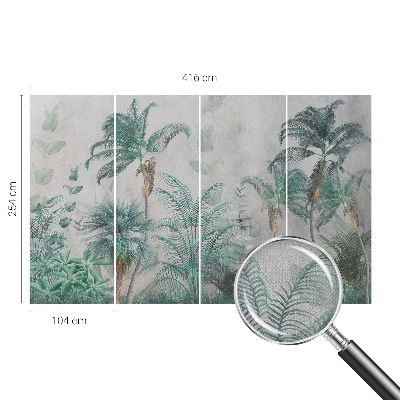 Peel and stick wall mural for the bedroom with an exotic oasis design