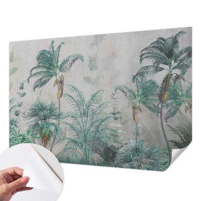 Peel and stick wall mural for the bedroom with an exotic oasis design