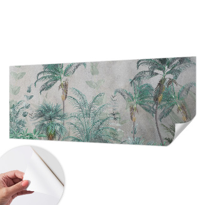 Peel and stick wall mural for the bedroom with an exotic oasis design