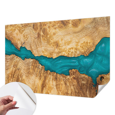 3D wall mural with a wood and resin design