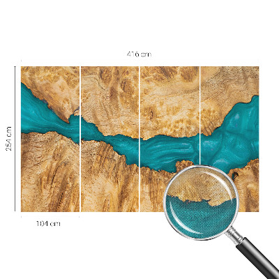 3D wall mural with a wood and resin design
