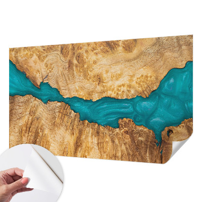 3D wall mural with a wood and resin design
