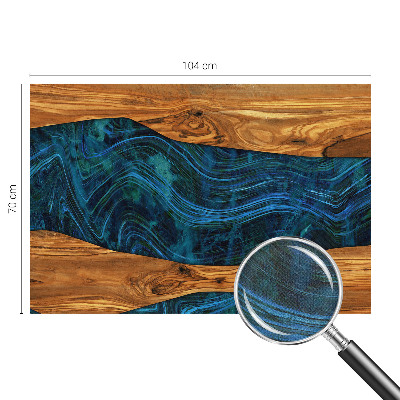 Nursery wall mural with a blue wood pattern