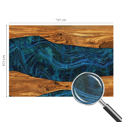 Nursery wall mural with a blue wood pattern
