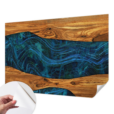 Nursery wall mural Blue wood