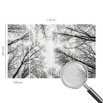 Children's wall mural with a bare branches design