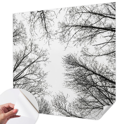 Children's wall mural with a bare branches design