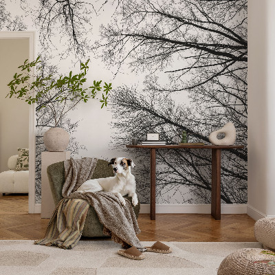 Children's wall mural with a bare branches design