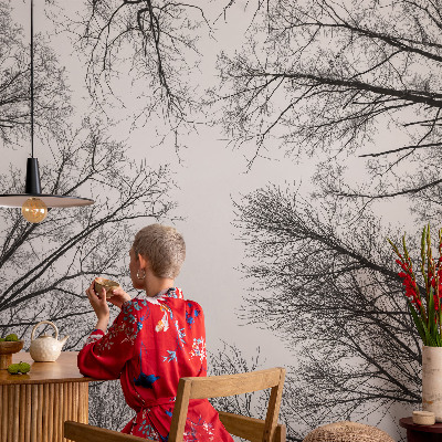 Children's wall mural with a bare branches design