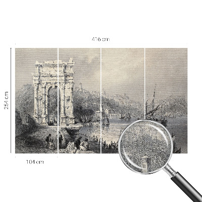 Peel and stick wall mural with a seascape design