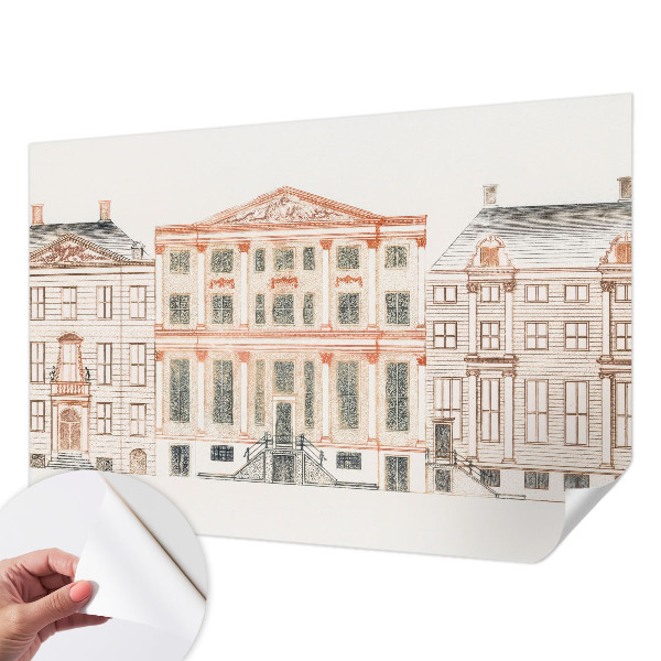 Baby room wall mural with a classic buildings design