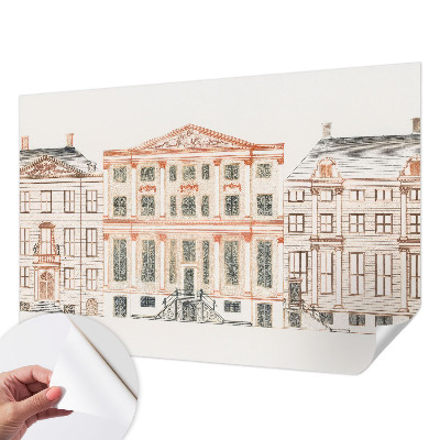 Baby room wall mural with a classic buildings design