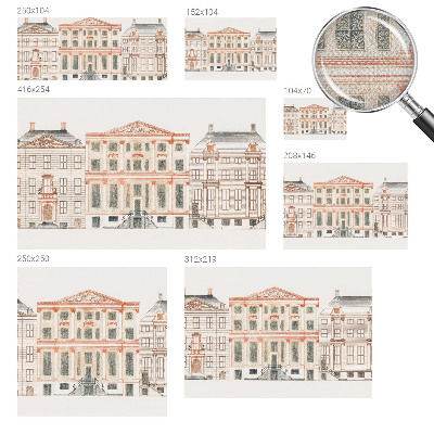 Baby room wall mural with a classic buildings design