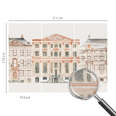 Baby room wall mural with a classic buildings design