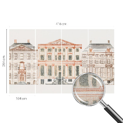 Baby room wall mural with a classic buildings design