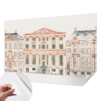 Baby room wall mural with a classic buildings design
