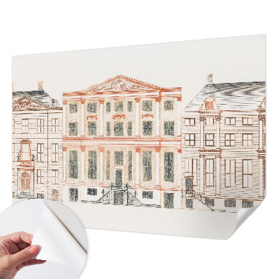 Baby room wall mural with a classic buildings design