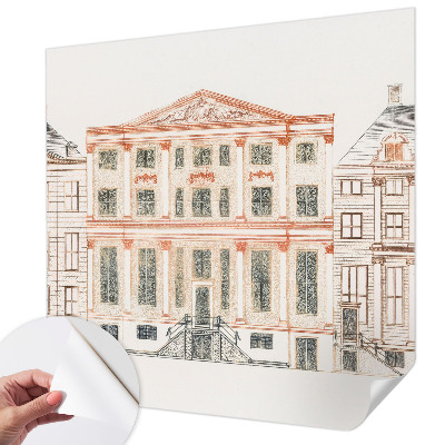 Baby room wall mural with a classic buildings design