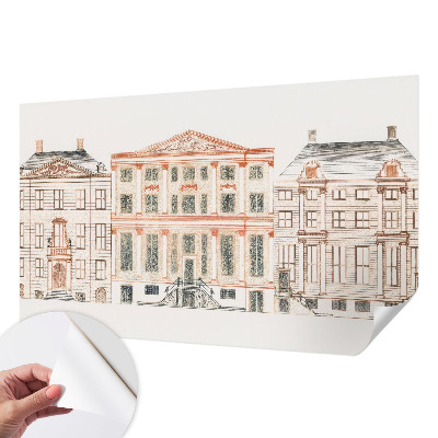 Baby room wall mural with a classic buildings design