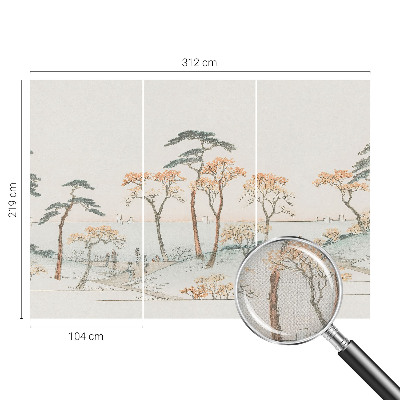 3D wall mural featuring a peaceful landscape