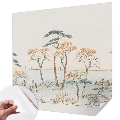 3D wall mural featuring a peaceful landscape