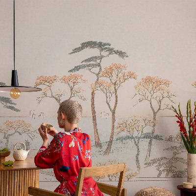 3D wall mural featuring a peaceful landscape