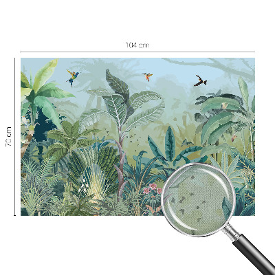 Self-adhesive wall mural with a tropical nature motif