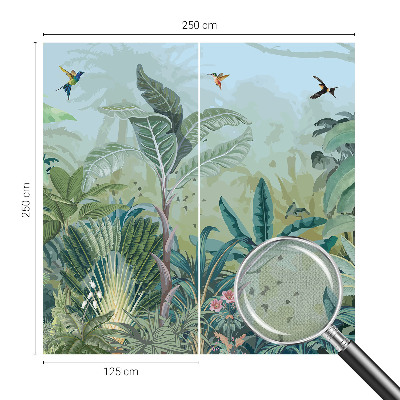 Self-adhesive wall mural with a tropical nature motif