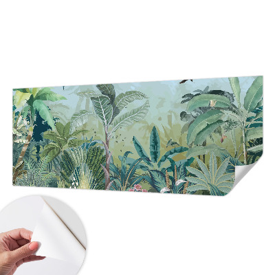 Self-adhesive wall mural with a tropical nature motif