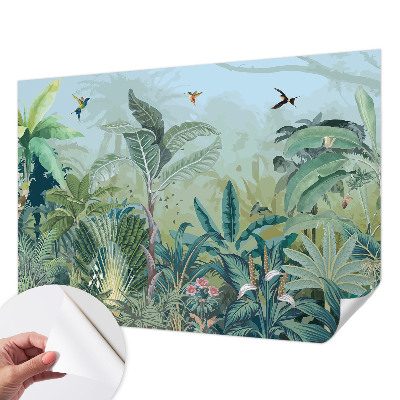 Self-adhesive wall mural with a tropical nature motif