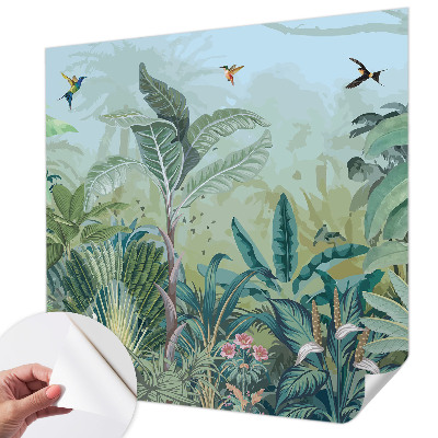 Self-adhesive wall mural with a tropical nature motif