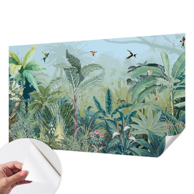 Self-adhesive wall mural with a tropical nature motif